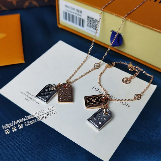 Louis Vuitton新款飾品 路易威登金銀雙牌項鏈 LV復古項鏈  zglv1817